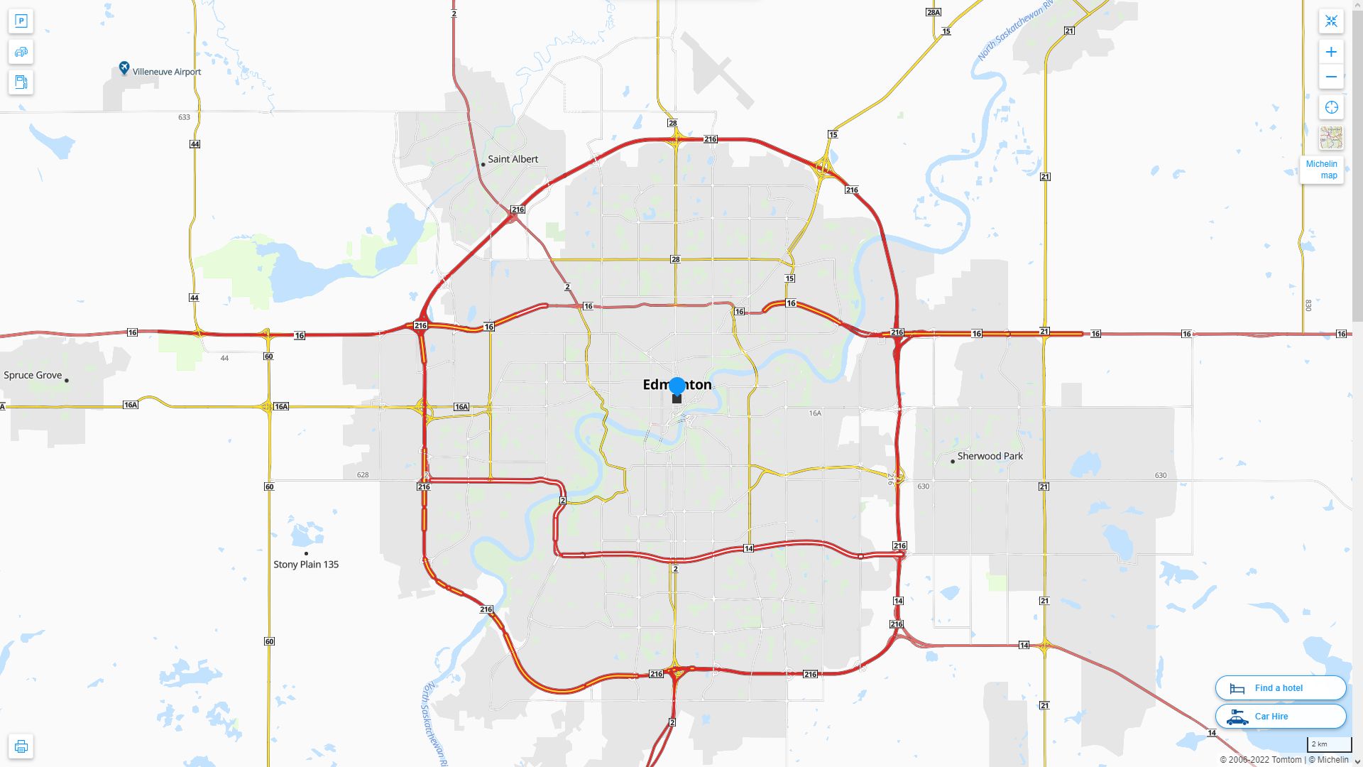 Edmonton Canada Autoroute et carte routiere